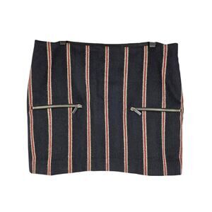 ELIZABETH AND JAMES WOMEN'S GRAY/RED/WHITE STRIPED WOOL BLEND SKIRT - SIZE 8